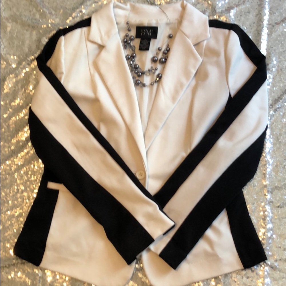 Black and white striped blazer